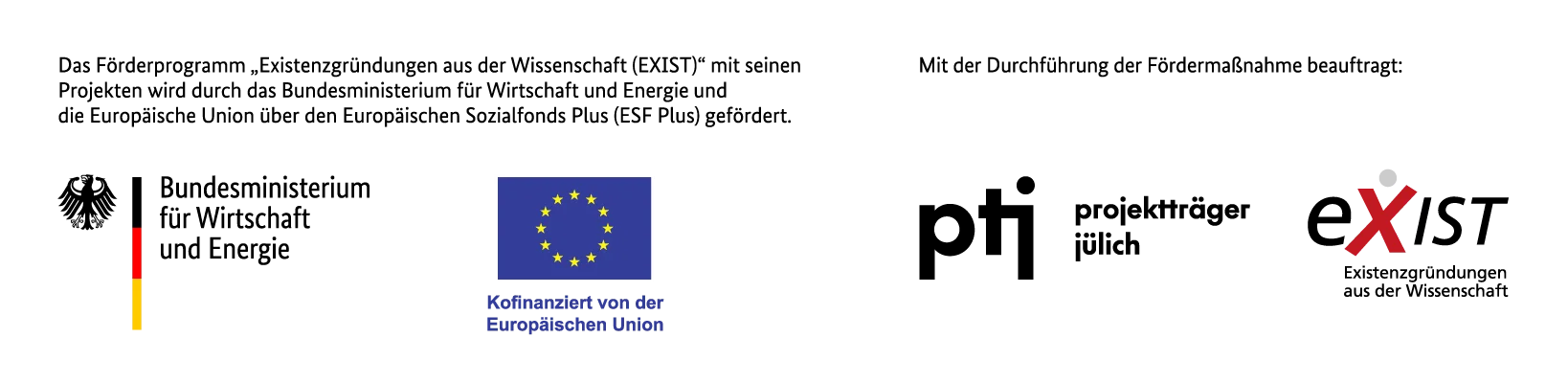 BMW EXIST Funding 2025 — Bundesministerium für Wirtschaft und Energie, Europäische Union, Projektträger Jülich, eXIST